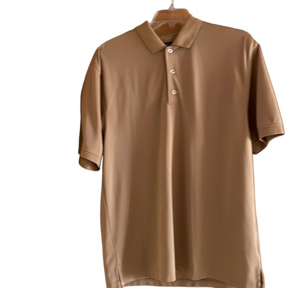 Monterey‎ Club Men’s Polo Shirt Stretch Tan Golf Casual Preppy Size Large